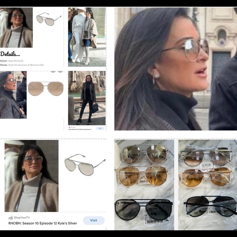 MICHAEL KORS POPULAR RHINESTONE AVIATORS IN SILVER, GOLD, BLACK, WORN ON KYLE R - Picture 14 of 16